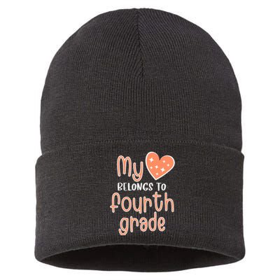 4th Grade My Belongs To Fourth Grade Teacher Back To School Teacher Gift Sustainable Knit Beanie