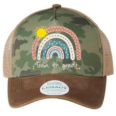 4Th Grade Of Team PreK Squad Crew Teacher Rainbow Legacy Tie Dye Trucker Hat