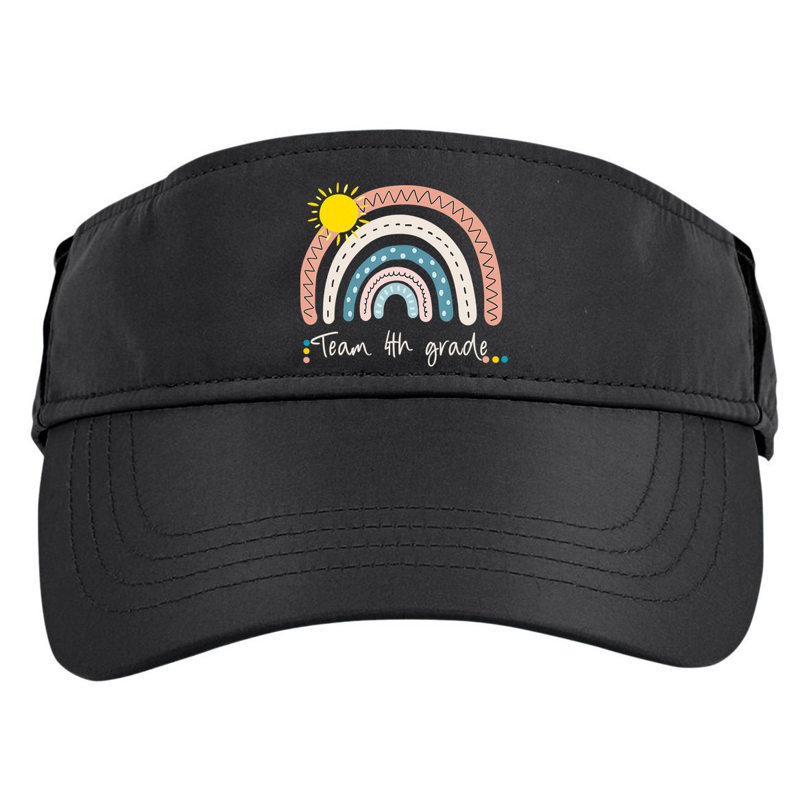 4Th Grade Of Team PreK Squad Crew Teacher Rainbow Adult Drive Performance Visor