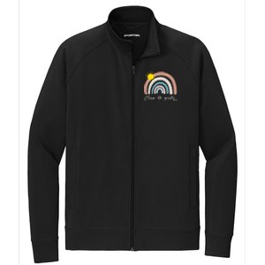 4Th Grade Of Team PreK Squad Crew Teacher Rainbow Stretch Full-Zip Cadet Jacket