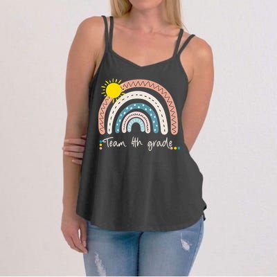 4Th Grade Of Team PreK Squad Crew Teacher Rainbow Women's Strappy Tank