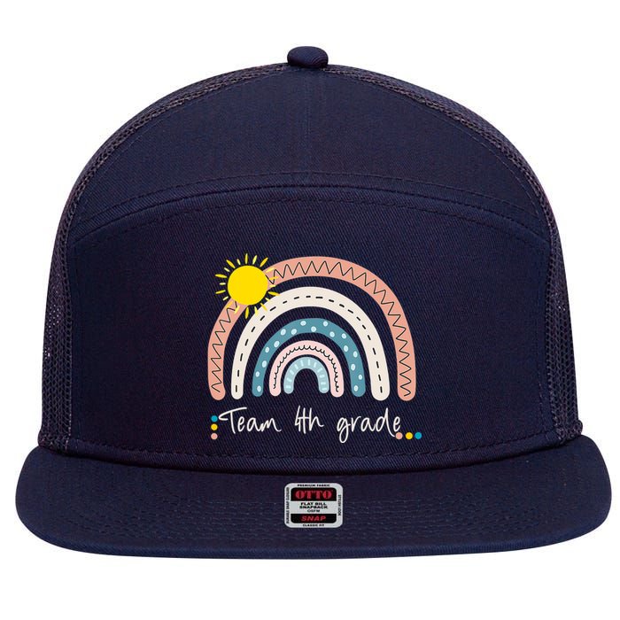 4Th Grade Of Team PreK Squad Crew Teacher Rainbow 7 Panel Mesh Trucker Snapback Hat