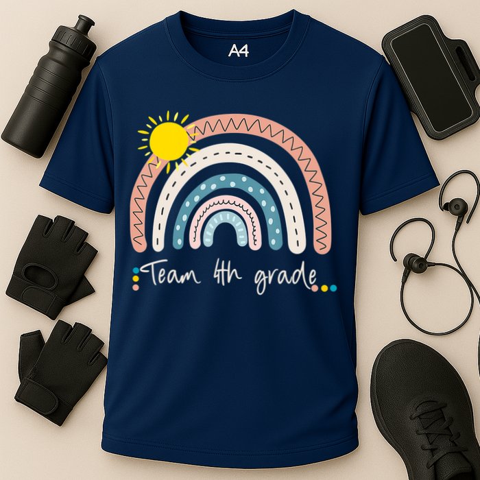 4Th Grade Of Team PreK Squad Crew Teacher Rainbow Cooling Performance Crew T-Shirt