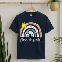4Th Grade Of Team PreK Squad Crew Teacher Rainbow T-Shirt