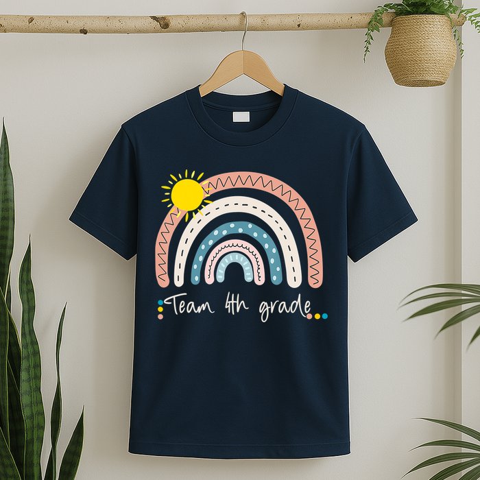 4Th Grade Of Team PreK Squad Crew Teacher Rainbow T-Shirt