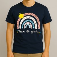4Th Grade Of Team PreK Squad Crew Teacher Rainbow T-Shirt