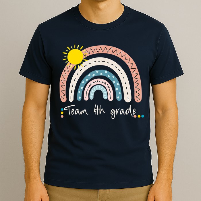 4Th Grade Of Team PreK Squad Crew Teacher Rainbow T-Shirt