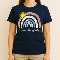 4Th Grade Of Team PreK Squad Crew Teacher Rainbow T-Shirt