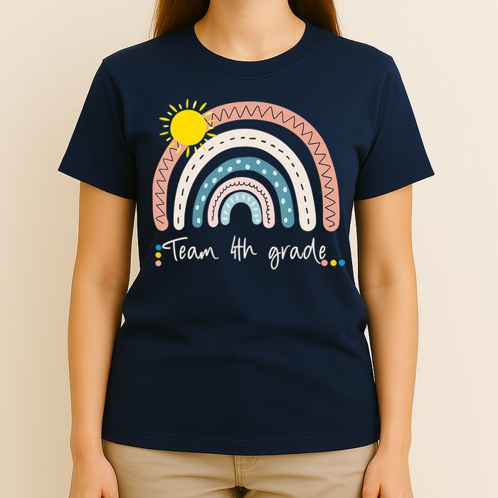 4Th Grade Of Team PreK Squad Crew Teacher Rainbow T-Shirt