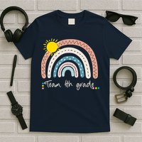 4Th Grade Of Team PreK Squad Crew Teacher Rainbow T-Shirt