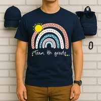 4Th Grade Of Team PreK Squad Crew Teacher Rainbow T-Shirt