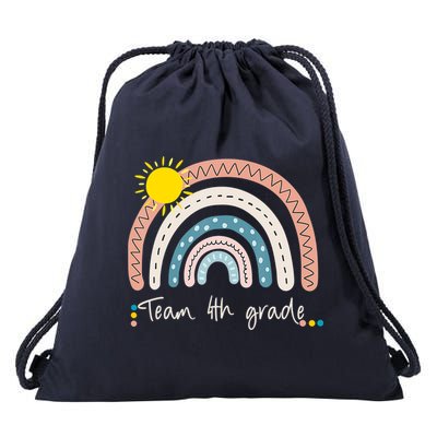 4Th Grade Of Team PreK Squad Crew Teacher Rainbow Drawstring Bag