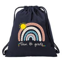 4Th Grade Of Team PreK Squad Crew Teacher Rainbow Drawstring Bag