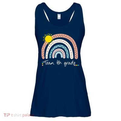 4Th Grade Of Team PreK Squad Crew Teacher Rainbow Ladies Essential Flowy Tank