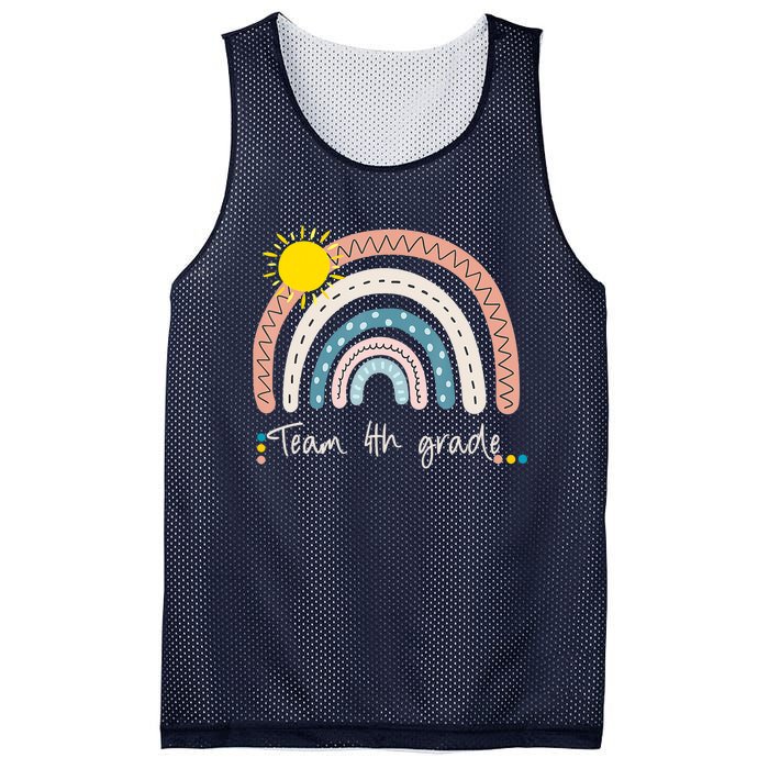 4Th Grade Of Team PreK Squad Crew Teacher Rainbow Mesh Reversible Basketball Jersey Tank