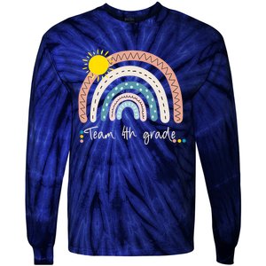 4Th Grade Of Team PreK Squad Crew Teacher Rainbow Tie-Dye Long Sleeve Shirt