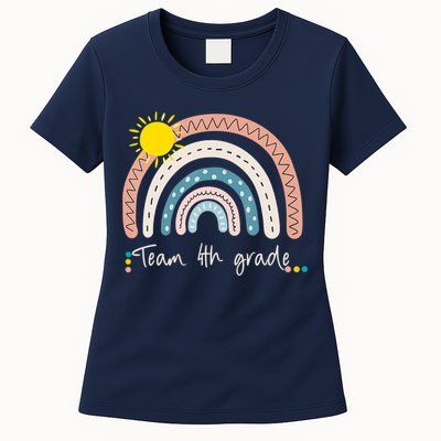 4Th Grade Of Team PreK Squad Crew Teacher Rainbow Womens T-Shirt