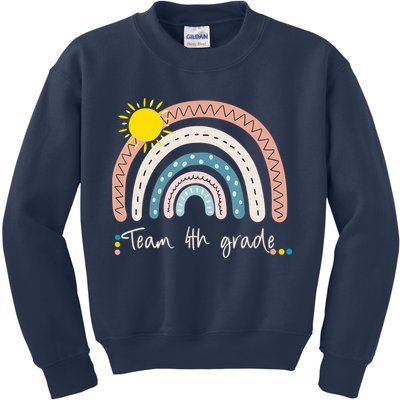 4Th Grade Of Team PreK Squad Crew Teacher Rainbow Kids Sweatshirt