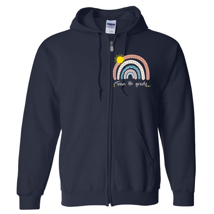 4Th Grade Of Team PreK Squad Crew Teacher Rainbow Full Zip Hoodie