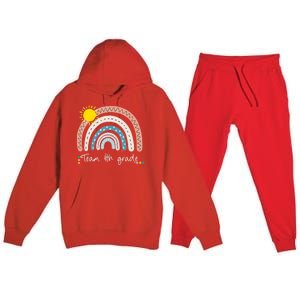 4Th Grade Of Team PreK Squad Crew Teacher Rainbow Premium Hooded Sweatsuit Set