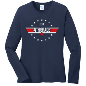 4th Grade Pilot Back To School Ladies Long Sleeve Shirt