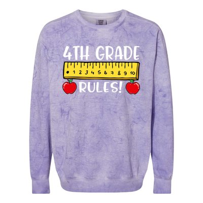 4Th Grade Rules Funny Back To School Fourth Grade Teacher Gift Colorblast Crewneck Sweatshirt