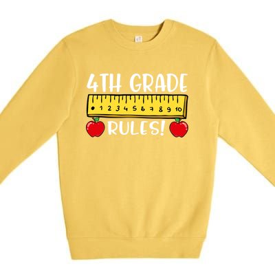 4Th Grade Rules Funny Back To School Fourth Grade Teacher Gift Premium Crewneck Sweatshirt