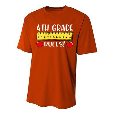 4Th Grade Rules Funny Back To School Fourth Grade Teacher Gift Performance Sprint T-Shirt