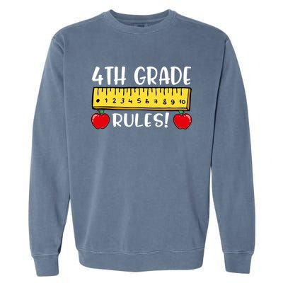 4Th Grade Rules Funny Back To School Fourth Grade Teacher Gift Garment-Dyed Sweatshirt