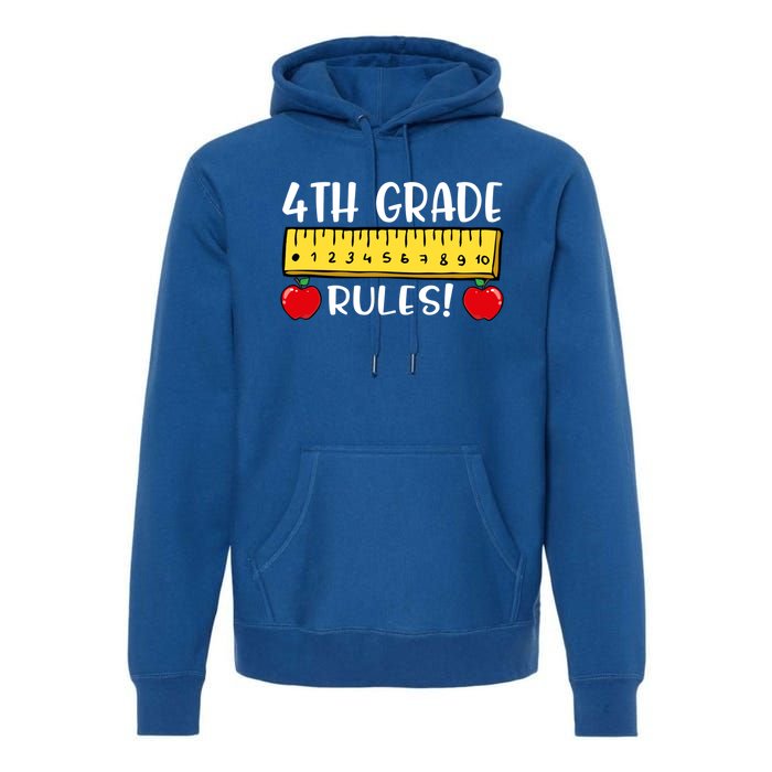 4Th Grade Rules Funny Back To School Fourth Grade Teacher Gift Premium Hoodie