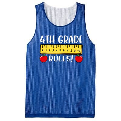 4Th Grade Rules Funny Back To School Fourth Grade Teacher Gift Mesh Reversible Basketball Jersey Tank