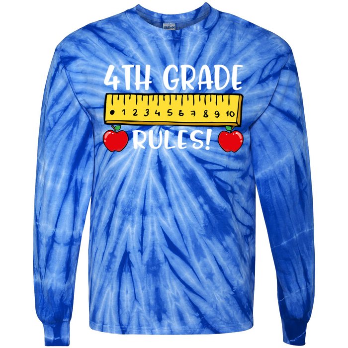 4Th Grade Rules Funny Back To School Fourth Grade Teacher Gift Tie-Dye Long Sleeve Shirt