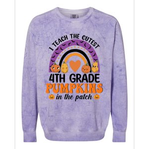 4Th Grade Rainbow I Teach The Cutest Pumpkins In The Patch Gift Colorblast Crewneck Sweatshirt