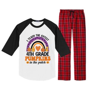 4Th Grade Rainbow I Teach The Cutest Pumpkins In The Patch Gift Raglan Sleeve Pajama Set