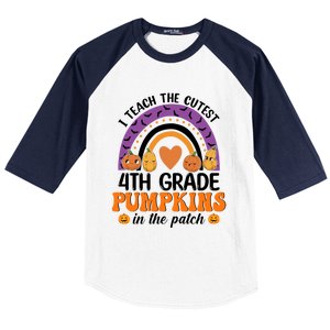 4Th Grade Rainbow I Teach The Cutest Pumpkins In The Patch Gift Baseball Sleeve Shirt