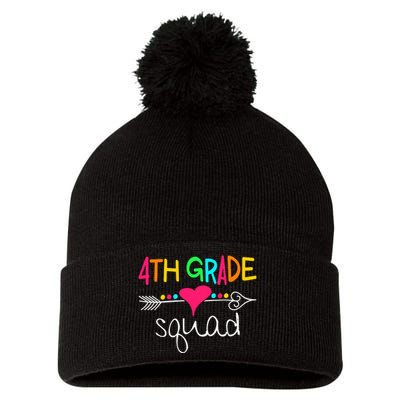 4th Grade Squad Fourth Teacher Student Team Back To School Gift Pom Pom 12in Knit Beanie