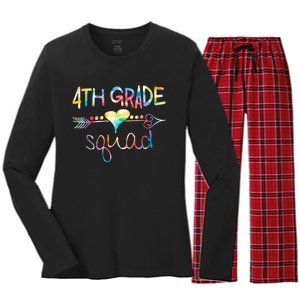 4th Grade Squad Fourth Grade Team Teachers Women's Long Sleeve Flannel Pajama Set 