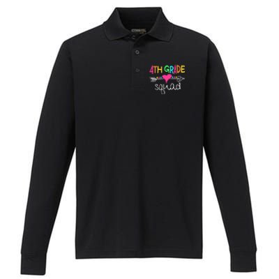 4th Grade Squad Fourth Teacher Student Team Back To School Performance Long Sleeve Polo