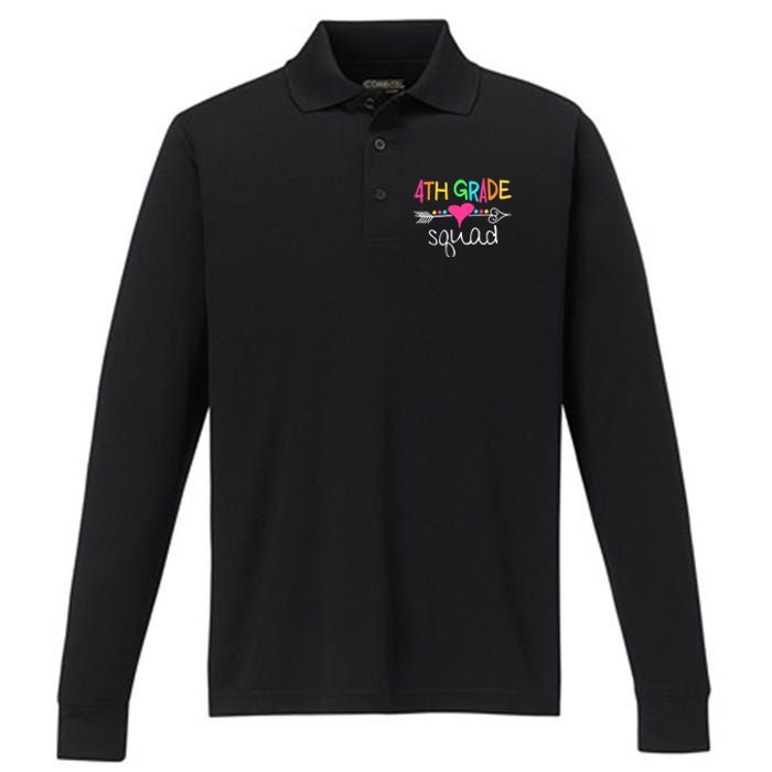 4th Grade Squad Fourth Teacher Student Team Back To School Performance Long Sleeve Polo