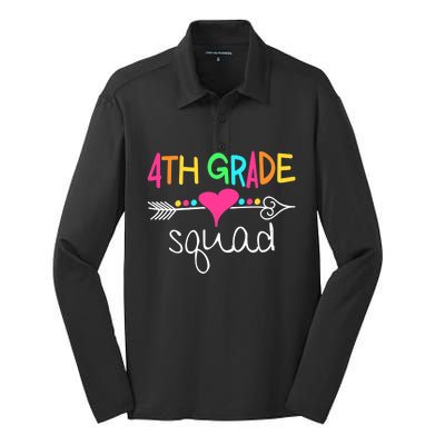 4th Grade Squad Fourth Teacher Student Team Back To School Silk Touch Performance Long Sleeve Polo