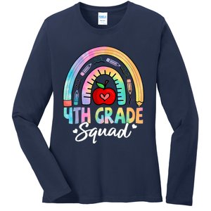 4th Grade Squad Back To School Fourth Grade Teacher Ladies Long Sleeve Shirt