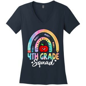 4th Grade Squad Back To School Fourth Grade Teacher Women's V-Neck T-Shirt