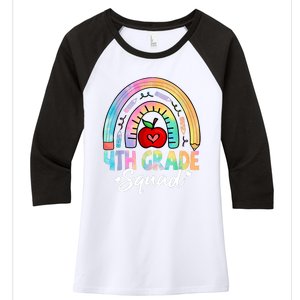 4th Grade Squad Back To School Fourth Grade Teacher Women's Tri-Blend 3/4-Sleeve Raglan Shirt