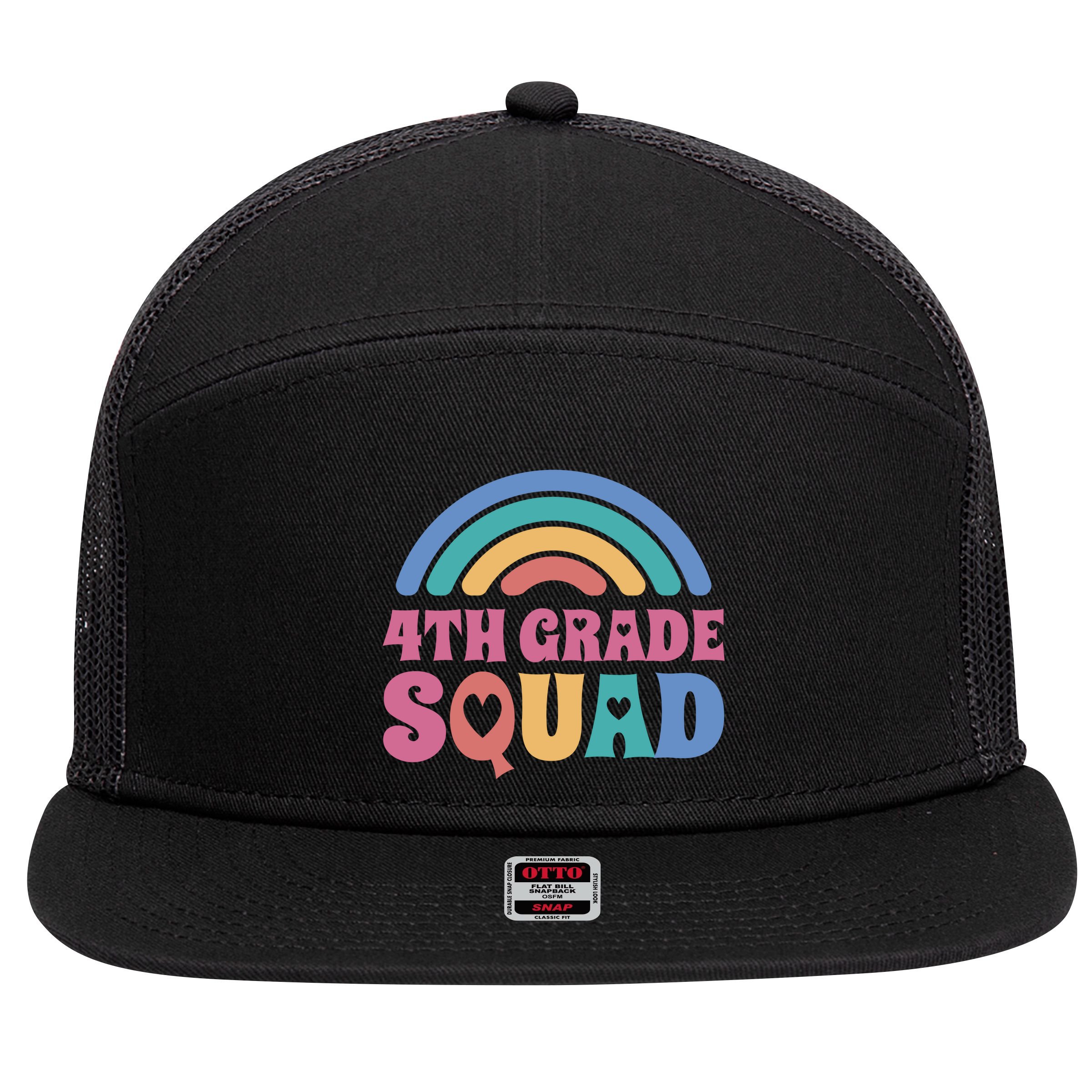 4th Grade Squad Rainbow 7 Panel Mesh Trucker Snapback Hat