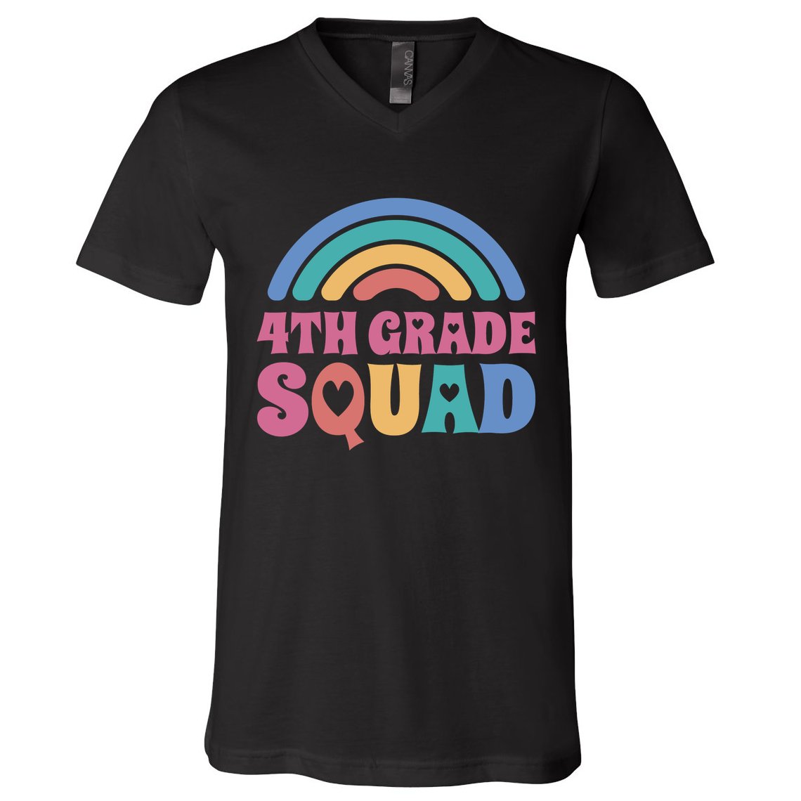 4th Grade Squad Rainbow V-Neck T-Shirt
