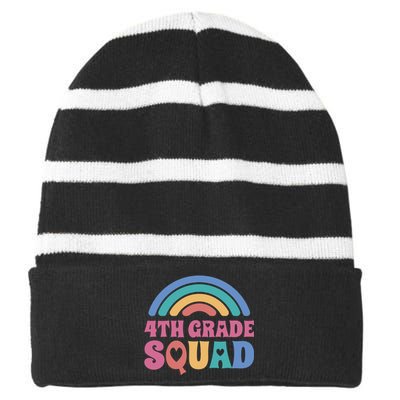 4th Grade Squad Rainbow Striped Beanie with Solid Band