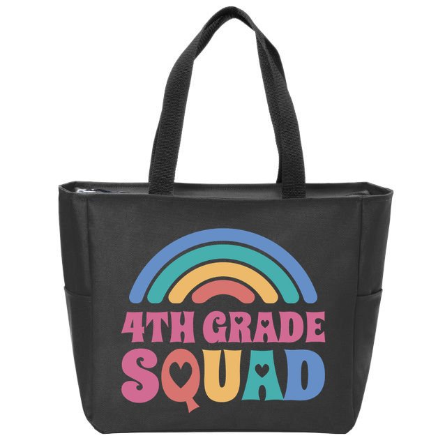 4th Grade Squad Rainbow Zip Tote Bag