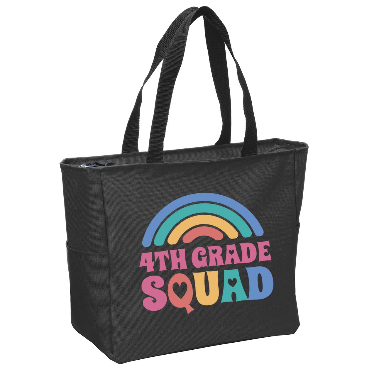 4th Grade Squad Rainbow Zip Tote Bag