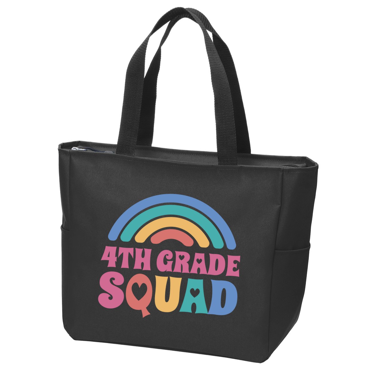 4th Grade Squad Rainbow Zip Tote Bag