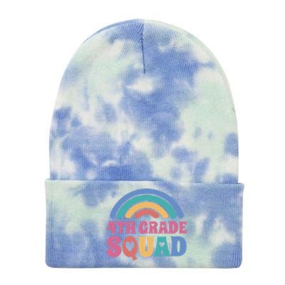 4th Grade Squad Rainbow Tie Dye 12in Knit Beanie